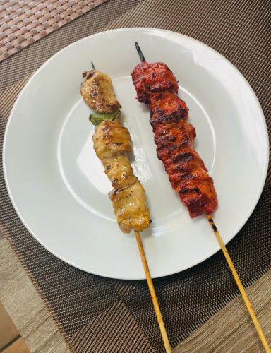 Brochettes poulet nature et tandoori